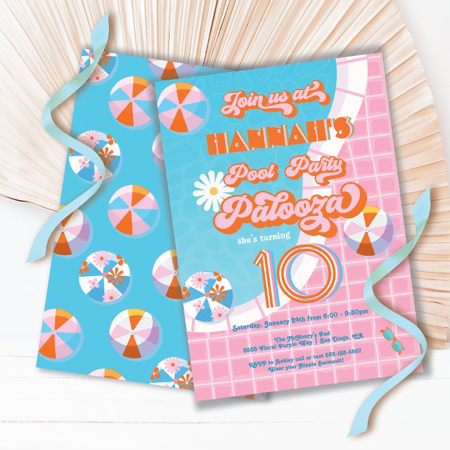 Pool Party Palooza Hippie Geburtstag Einladung (Von Creator hochgeladen)