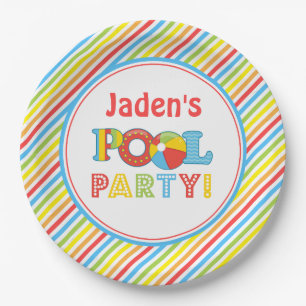 Pool-Party-Papier-Teller, Pool-Party-Dekor Pappteller