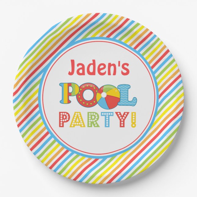 Pool-Party-Papier-Teller, Pool-Party-Dekor Pappteller (Vorderseite)