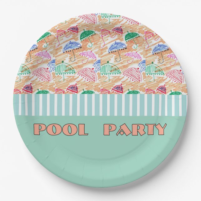 POOL-PARTY-Papierplatte Pappteller (Vorderseite)