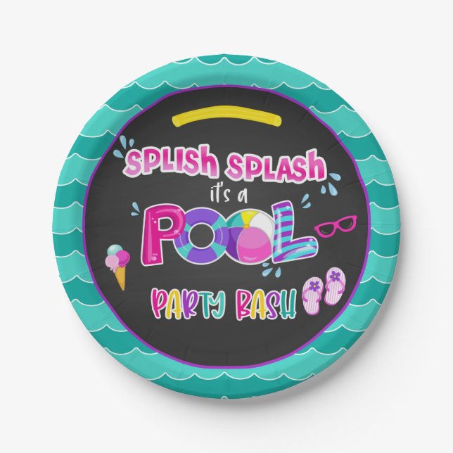 Pool Party Plate - Girl BL Pappteller (Vorderseite)
