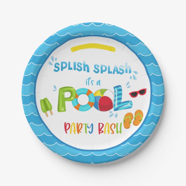 Pool Party Plate - Junge WH Pappteller (Vorderseite)
