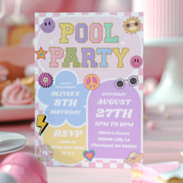Pool Party Preppy Varsity Patch Geburtstagspartei Einladung