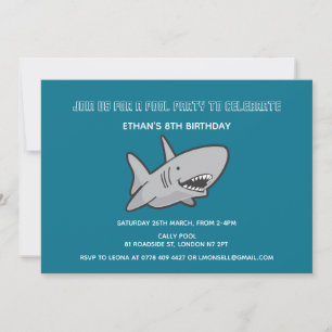 Pool Party Requin Invitation d'anniversaire