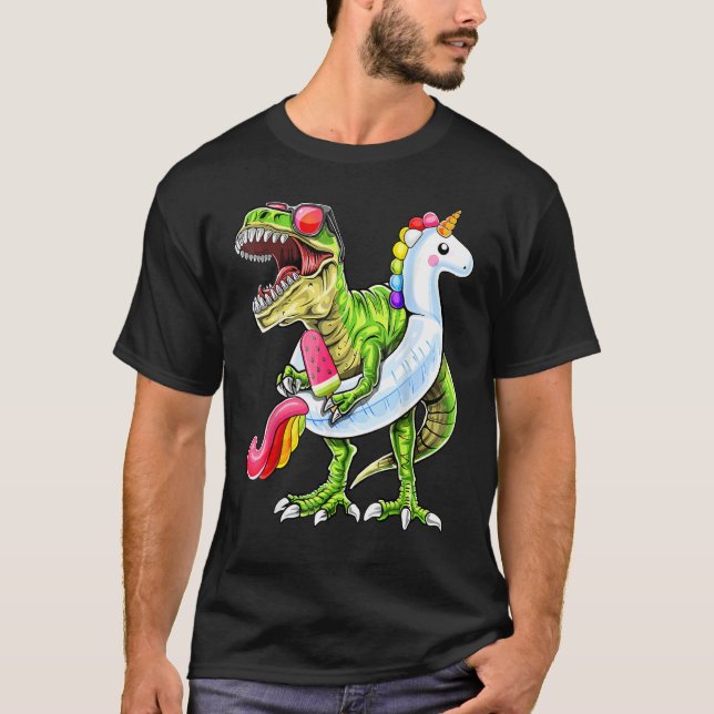 Pool Party Rex Dinosaur Unicorn Float Summer 1 T-Shirt (Vorderseite)