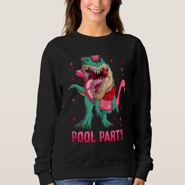Pool Party Rex mit rosa Flamingo Float Summer Vib Sweatshirt (Vorderseite)