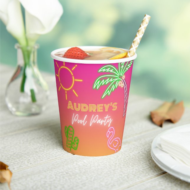 Pool Party Rosa Neonopapon Cups Pappbecher (Von Creator hochgeladen)
