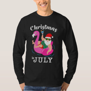 Pool Party Santa Sonnenbrille Flamingo Weihnachten T-Shirt