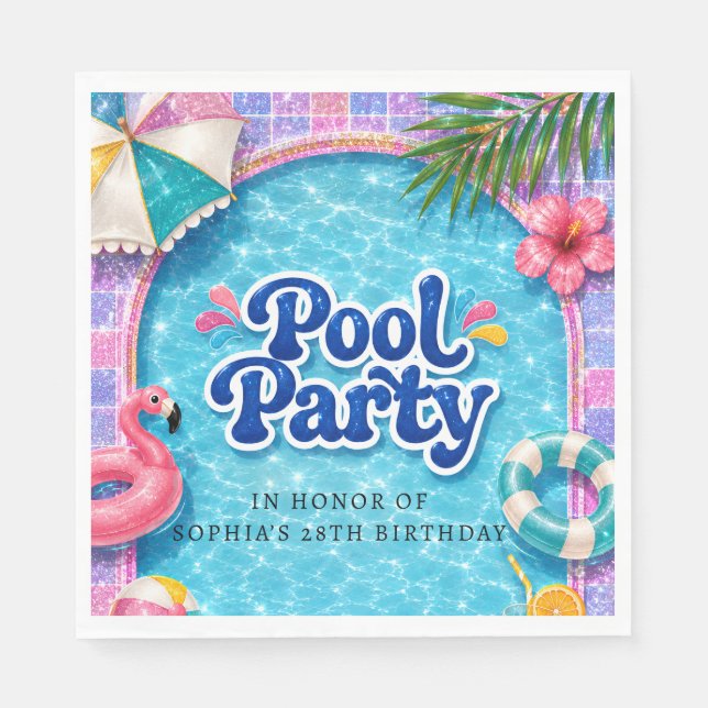Pool Party Servietten Tropischer Flamingo (Vorderseite)