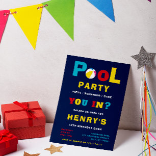 Pool Party simple moderne Anniversaire Invitation