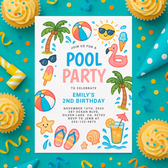 Pool Party Sommer Geburtstagsparty Einladung (Von Creator hochgeladen)