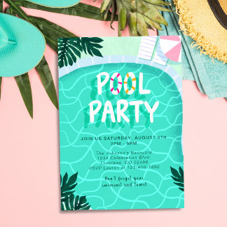 Pool Party Sommer Moderner Tropischer Trendy Spaß Einladung