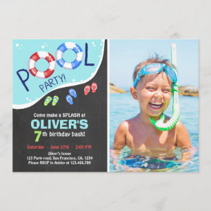 Pool-Party-Sommer-Tafel-Geburtstags-Einladung Einladung