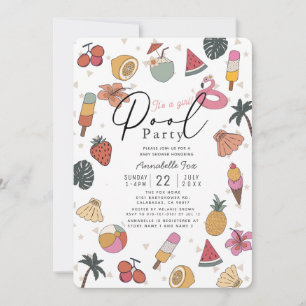 Pool Party Sommerartikel Girl Babydusche Einladung