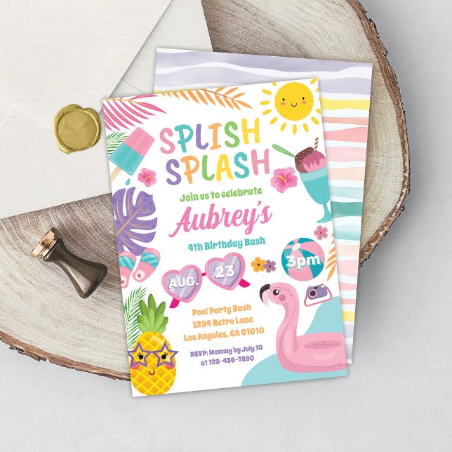 Pool Party Sommermädchen Geburtstagseinladung Einladung (Von Creator hochgeladen)