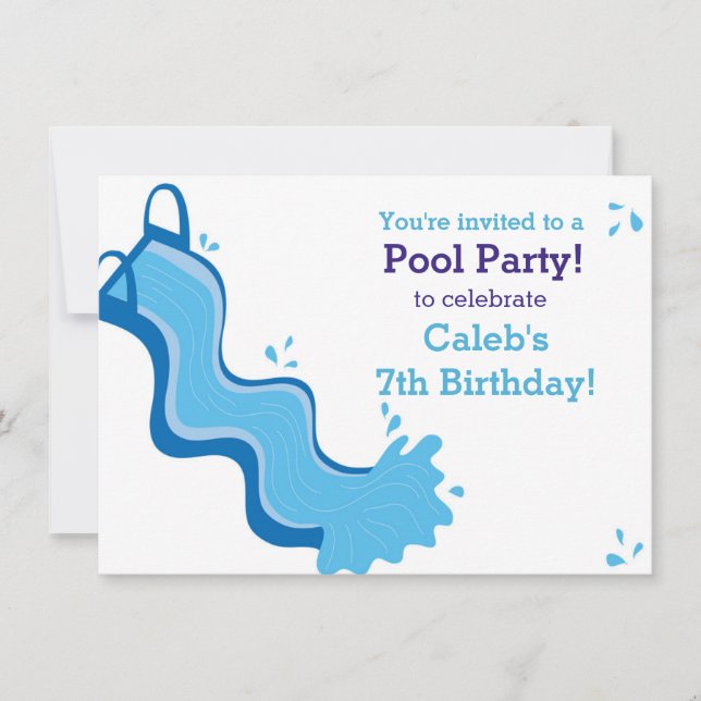 Pool Party Sommerschwimmbad Wasserrutsche Einladun Einladung (Vorderseite)