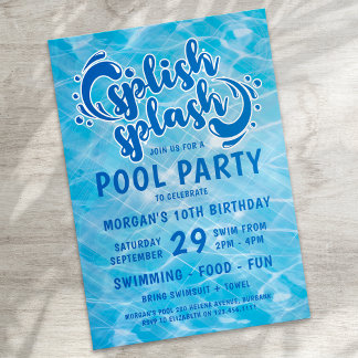 Pool Party Splish Splash Geburtstag Einladung