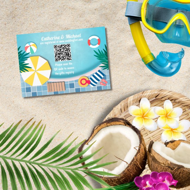 Pool Party Summer Brautparty QR-Code Begleitkarte (Von Creator hochgeladen)