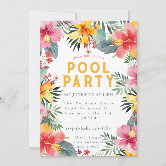 Pool Party Summer GRILLEN Einladung (Vorderseite)