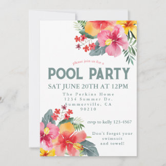 Pool Party Summer GRILLEN Einladung