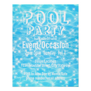 Pool Party Summer Party Blue Water Party Einteilun Poster