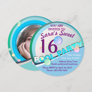 Pool Party Sweet 16 Anniversaire Invitation