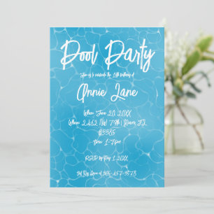 Pool Party Sweet 16 Wasser Blau Minimalist Geburts Einladung