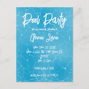 Pool Party Sweet 16 Wasser Blau Minimalist Geburts Einladungspostkarte