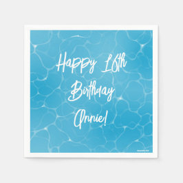Pool Party Sweet 16 Water Blue Minimalistisch Serviette