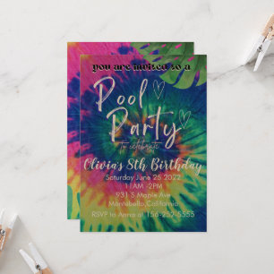Pool Party Tie Dye Invitation Pool Anniversaire