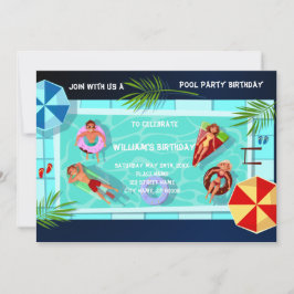 Pool Party Tout âge Anniversaire Invitation
