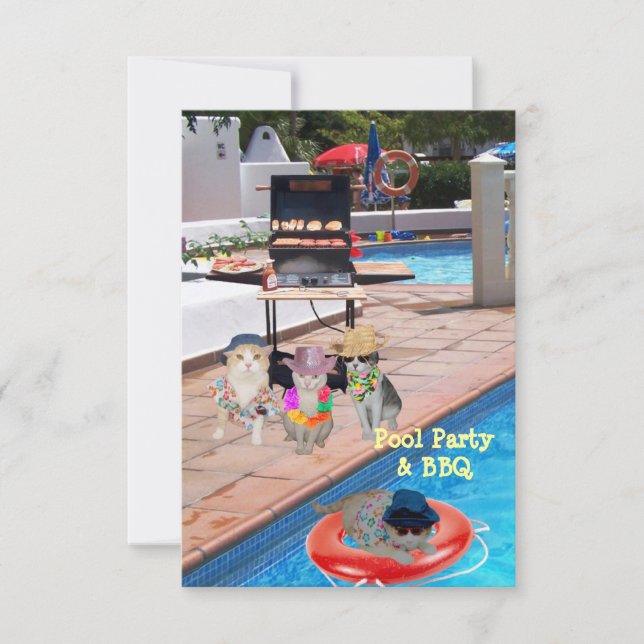 Pool-Party und GRILLEN Einladung (Vorderseite)