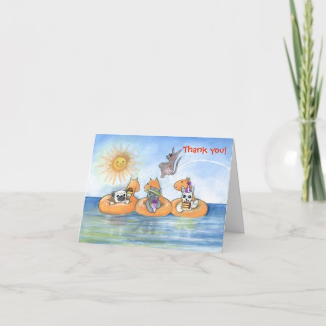 Pool-Party Vielen Dank Note Card Dankeskarte (Vorderseite)