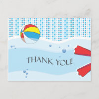 Pool Party Vielen Dank Postcard - Junge