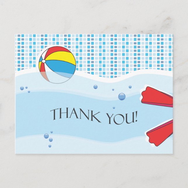 Pool Party Vielen Dank Postcard - Junge Postkarte (Vorderseite)