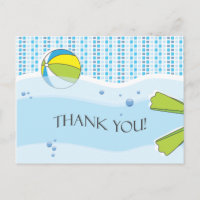 Pool Party Vielen Dank Postcard