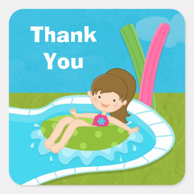 Pool Party Vielen Dank Sticker (Vorderseite)