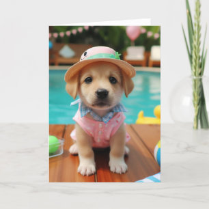 Pool Party Welpe Niedlich Jeden Anlaß Karte