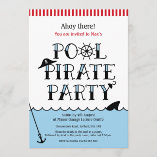 Pool Pirate Party Birthday Einladung