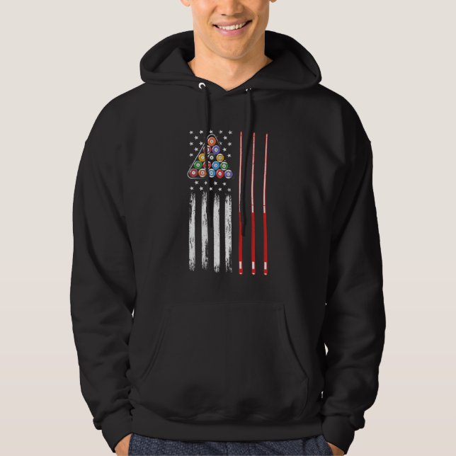 Pool Player American Flag Hoodie (Vorderseite)