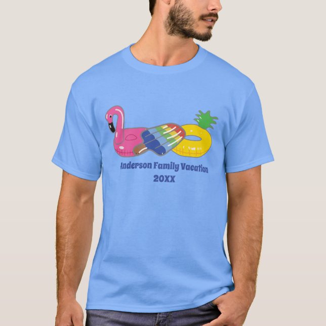 Pool schwimmt Beach Vacation Personalisiert Grafik T-Shirt (Vorderseite)
