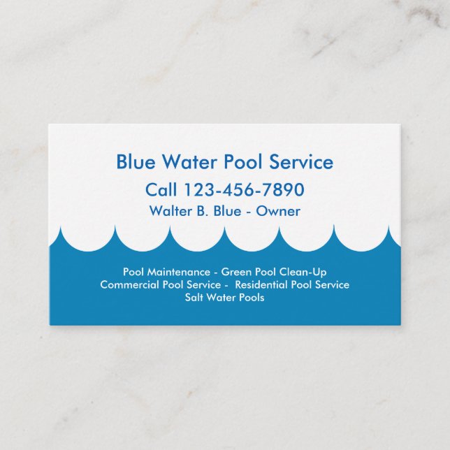 Pool Service Business Card Visitenkarte (Vorderseite)