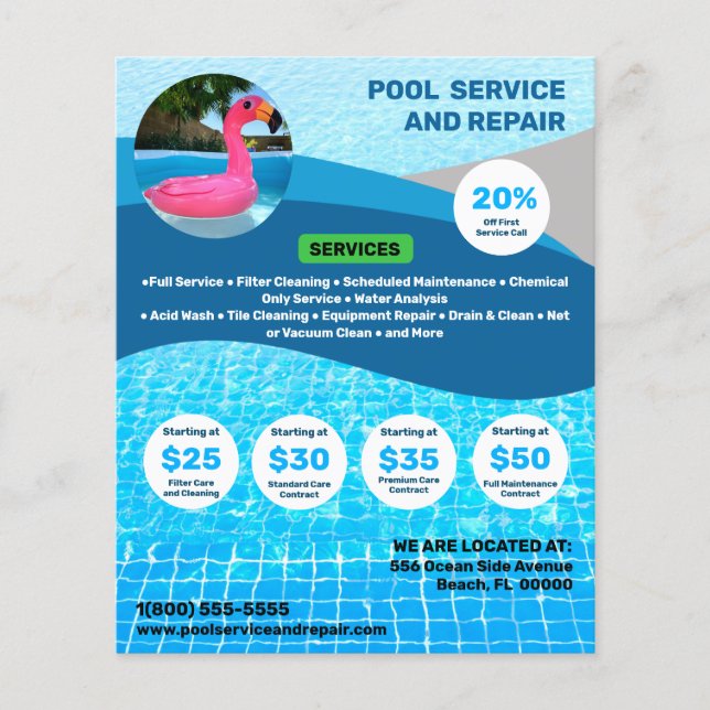 Pool Service und Reparatur Flyer (Vorne)