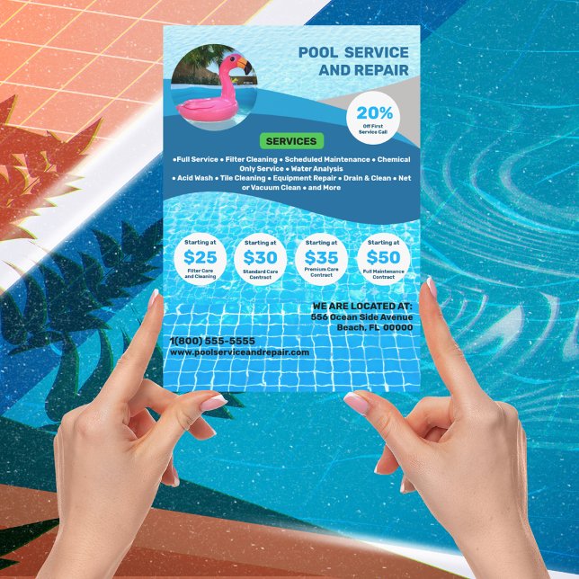 Pool Service und Reparatur Flyer (Von Creator hochgeladen)