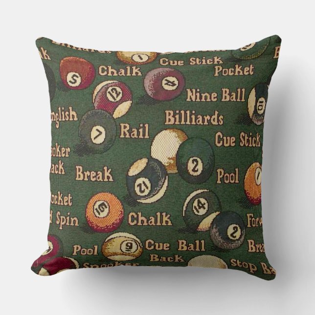 Pool Shark Billiard Balls Background Throw Pillow Kissen (Vorderseite)