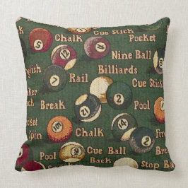 Pool Shark Billiard Balls Background Throw Pillow Kissen
