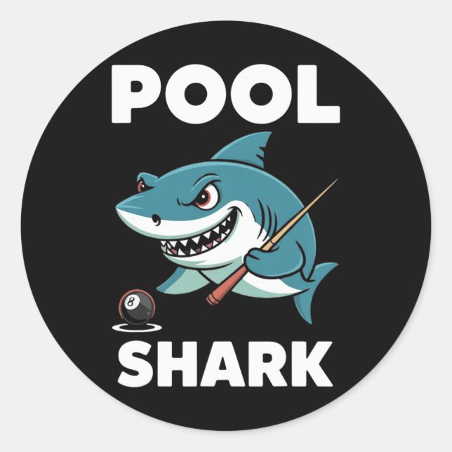 Pool Shark Snooker Player Funny Billiard Runder Aufkleber (Vorderseite)