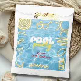 Pool summer neon vibes birthday party geschenktütchen