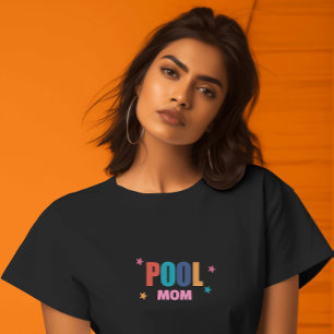Pool swimming summer typography black mom T-Shirt