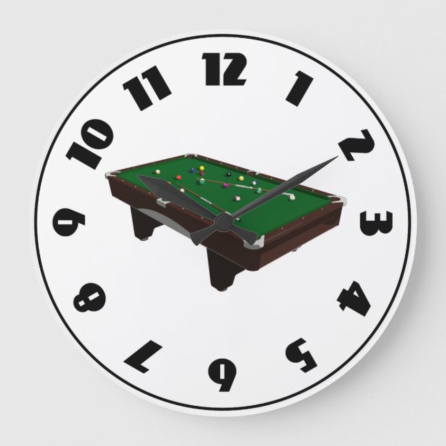 Pool Table Clock Große Wanduhr (Vorderseite)